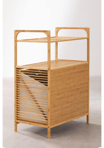 Digithome Bambu Xl Kirli Sepetli 2 Raflı Çok Amaçlı Banyo Düzenleyici Çamaşır Sepeti Organizer Db-0004