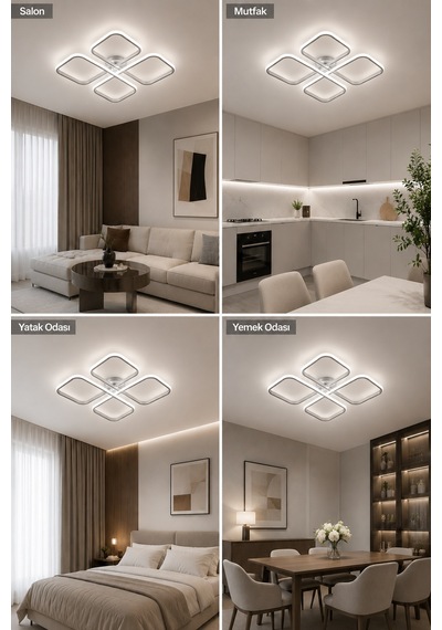 Nuvo Led Plafonyer Avize Beyaz Işık Gri