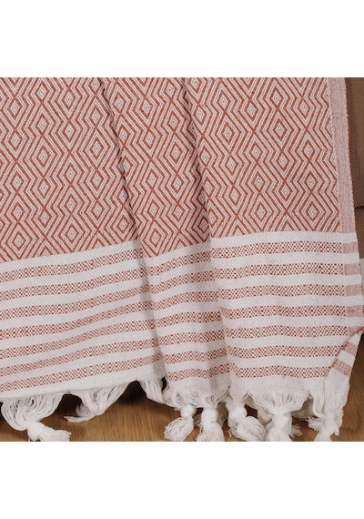 Buldan İşi Kaymaz Pamuklu Koltuk Örtüsü 170x210 Cm Koltuk Şalı Çekyat Kanepe Örtüsü Kiremit Diğer