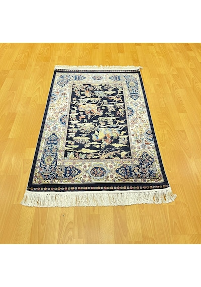 Şehname Motifli 80 X 120 Cm İpek Halı Siyah