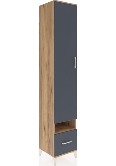 Hyperion Dolap 4 Raflı Tek Çekmeceli Tek Askılı 44x44x243 Çam-antrasit Atlas Çam