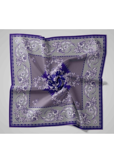 Silk Home Twill İpek Eşarp 11482-20 Morcivert, Lila, Koyu Mor, Krem