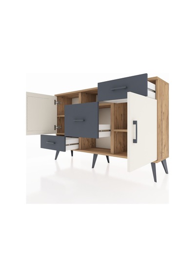 Arges Konsol 4 Raflı 3 Çekmeceli 2 Kapaklı 132x30x83 Çam-aytaşı/antrasit Aytaşı/antrasit Arges Konsol 4 Raflı 3 Çekmeceli 2 Kapaklı 132x30x83 Çam-aytaşı/antrasit Aytaşı/antrasit