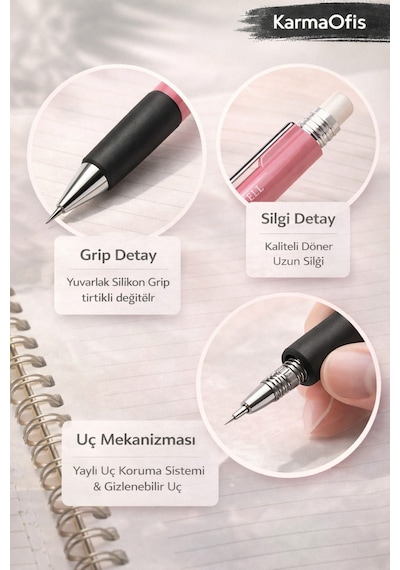 Faber-castell 1345 Versatil Kalem 0.5 Mm Pembe Ergonomik Yuvarlak Mekanik Kalem Pembe