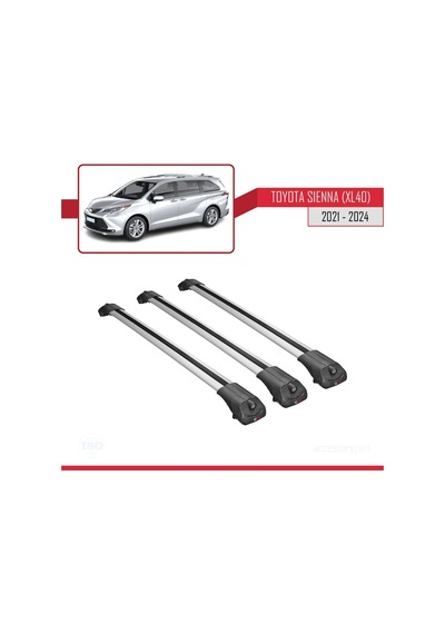 Toyota Sienna Xl40 2021 Ve Sonrası İle Uyumlu Ace-1 Ara Atkı Tavan Barı Gri 3 Adet Bar