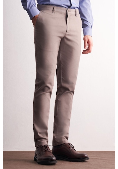 İmza Vizon Yan Cep Düz Paça Pamuklu Slim Fit Chino Casual Pantolon 1003255165 Vizon