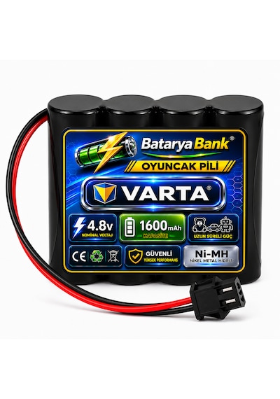 Varta 4.8v 1600mah Oyuncak Pili Siyah Soket Alman Menşei Şarjlı Ni-mh Batarya