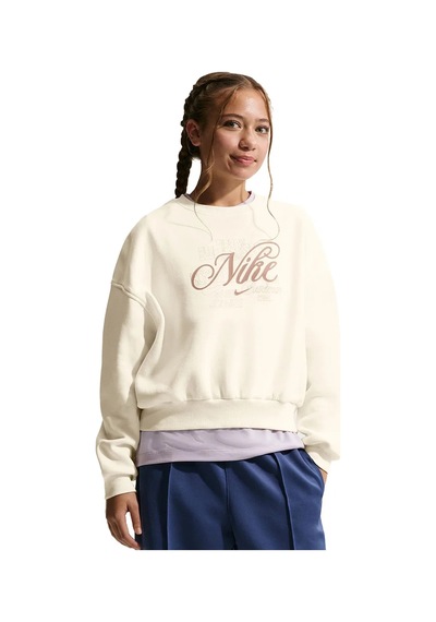 Nike Kid's Sportswear Club Fleece Boxy Crew Gfx Unisex Çocuk Sweatshirt Krem