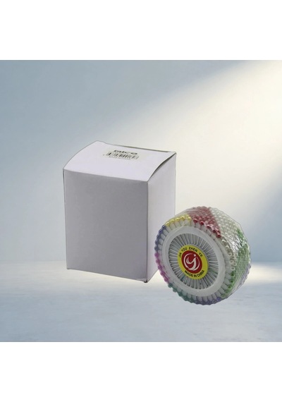 Renkli Toplu Başörtü İğnesi Yuvarlak Disk Standlı 1440 Adet Set