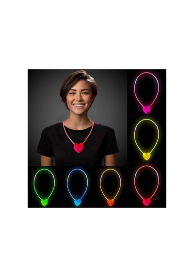 Karanlıkta Yanan Glow Kalp Şekilli Kolye 6 Renk 6 Adet Bx40 Diğer