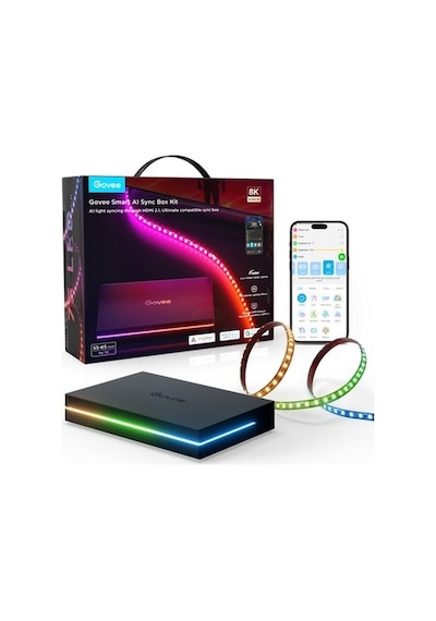 Govee Aı Sync Box 2 55-65 Inc Tv Arkası Led Ambiyans Aydınlatma, Ekran Ile Senkron, Yapay Zekalı,
