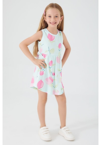 Rolypoly Lemon Branch Koyu Krem Kız Çocuk Elbise Mint