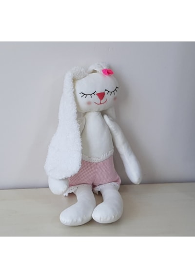 Peluş Oyuncak El Dikimi Uyku Tavşanı Sarı Elbiseli