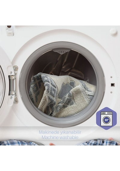Soffy Krem & Gri 2 Adet 50x70 Cm Banyo Paspası %100 Doğal Pamuk Ayak Paspası Ayak Havlusu Krem - Gri