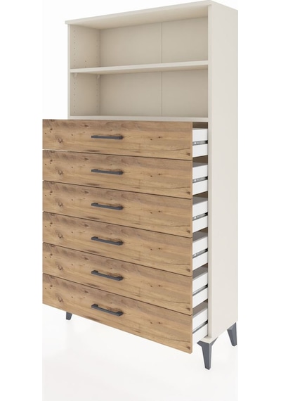 Arges Dolap 2 Raflı 6 Çekmeceli 88x30x163 Aytaşı-çam Aytaşı