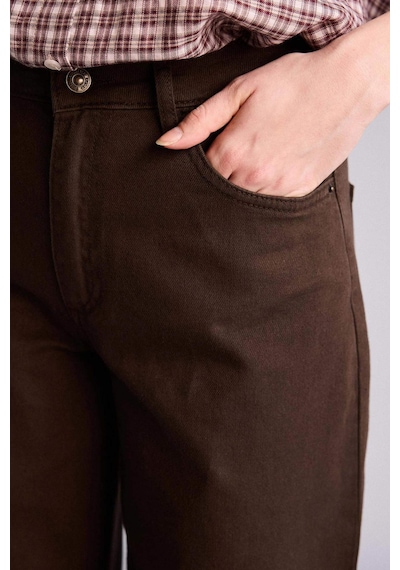 Defacto %100 Pamuk Wıde Leg Normal Bel Gabardin Pantolon E4381AX25SP Kahve