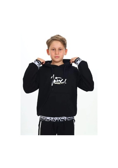 Ekkokids Çocuk Kapüşonlu Kind Yazılı Sweatshirt-14820 Siyah