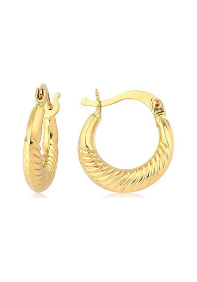 Yelpaze Motifli Minik Altın Küpe Çap:1.2cm Sarı Altın