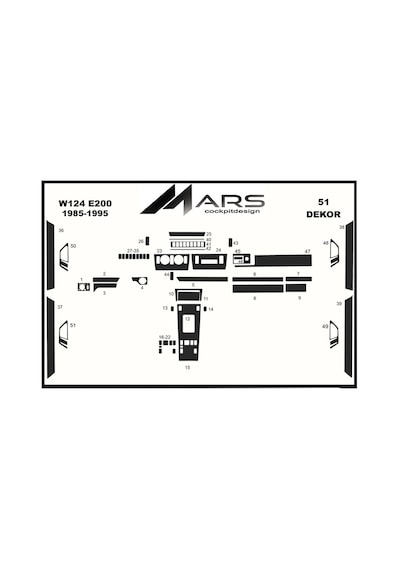 Mercedes 124 E200 Torpido Kaplama 1985-1996 51 Parça Piano Black