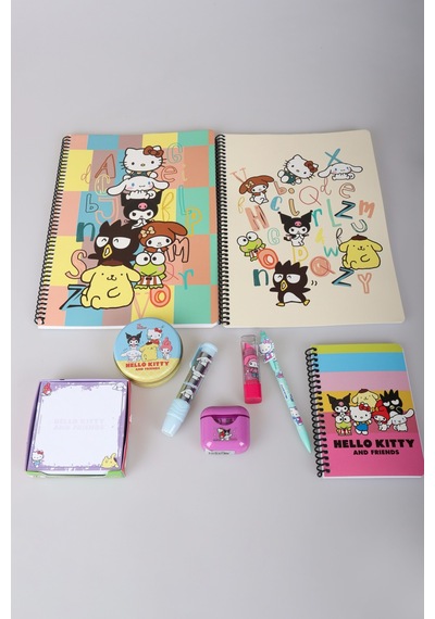 Dekomus İle Lisanslı Hello Kıtty And Best Frıends Kuromı,cınnamorol,my Melody Kırtasiye Seti 9 Parça Altın