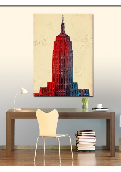 Kanvas Tablo Empire State Binası Ve Vintage Tasarım 70cmx100cm