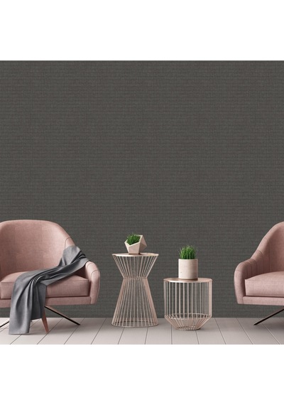 Muse Koleksiyonu 25102-6 Koyu Kahverengi Dokulu Silinebilir Nonwoven Vinil Duvar Kağıdı 1.06x15.6m