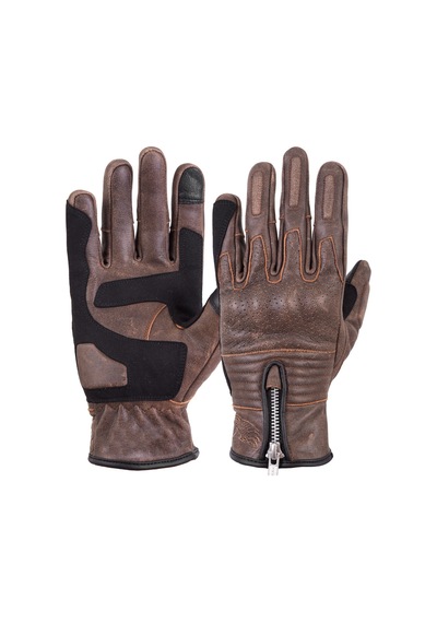 The Biker Jeans Retro Brown Korumalı Motosiklet Deri Eldiveni