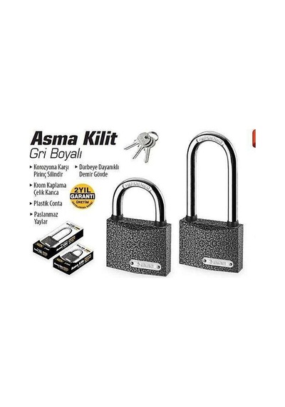 Sgs Asma Kilit Gri Boyalı 38mm Sgs1323