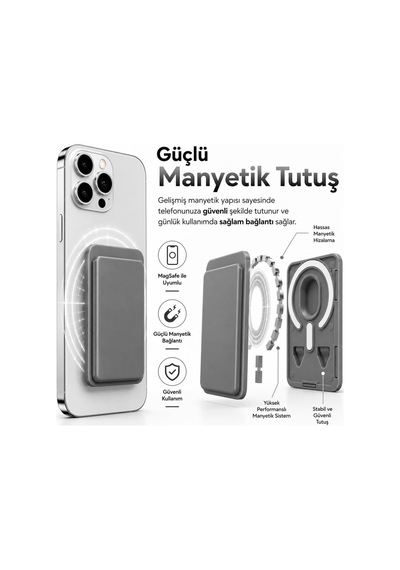 Xmlbayiciniz Magsafe Uyumlu Manyetik Kartlık Cüzdan, 2 Kart Kapasiteli Telefon Kartlığı, Güçlü Mıknatıslı İnce Kart Tutuc Çok Renkli