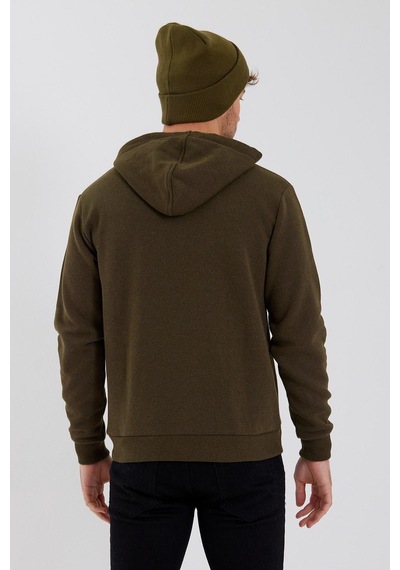 Polostate Erkek İskelet Nakışlı 3 İplik Sweatshirt Haki