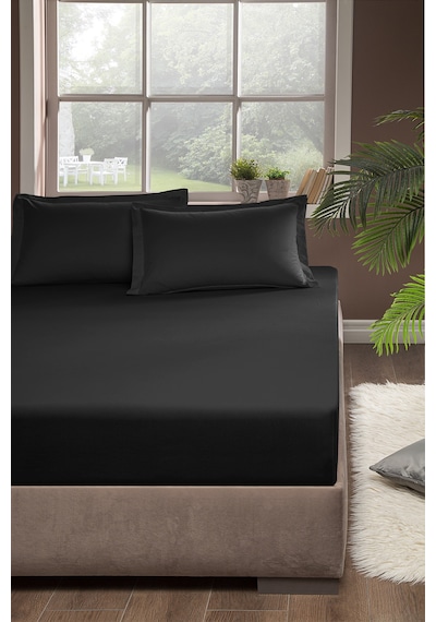 Pierre Cardin Pamuk Lastikli Çarşaf 160x200 Siyah Siyah