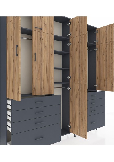 Arges Dolap 8 Raflı 8 Çekmeceli 3 Askılı 220x30x243 Antrasit-çam/antrasit Atlas Çam/antrasıt Arges Dolap 8 Raflı 8 Çekmeceli 3 Askılı 220x30x243 Antrasit-çam/antrasit Atlas Çam/antrasıt