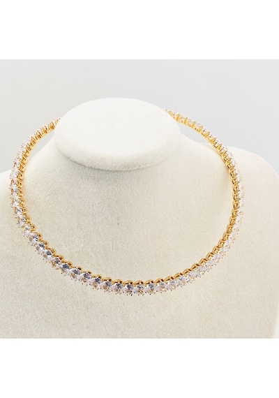 Choker Kolye Kalp Su Yolu Esnek Kelepçe Model Yüksek Kalite 316 L Çelik Gold 39 Cm Gold