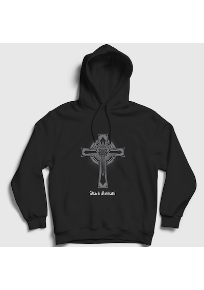 Presmono Unisex Cross Black Sabbath Kapüşonlu Sweatshirt Siyah