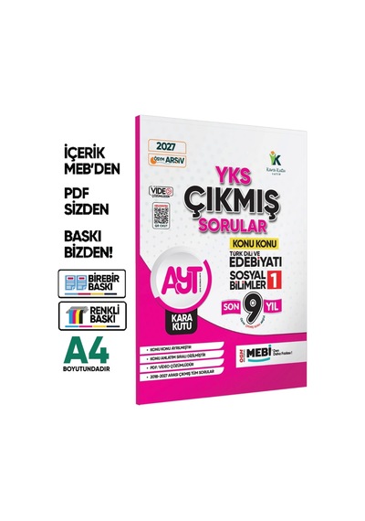 2027 YKS-AYT Türk Dili ve Edebiyatı-Sosyal Bilimler 1 ÖSYM Çıkmış Soru Bankası Konu Konu Son 9 Yıl