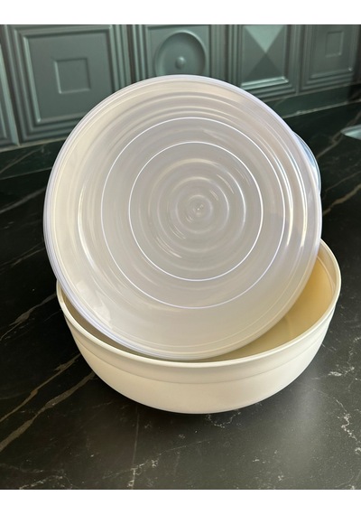 2 Adet 2350 Ml Kapaklı Ve Kapaksız Chef Kase Seti 2 Parça krem