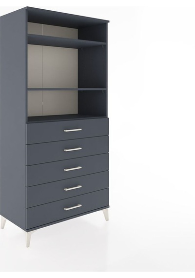 Hyperion Dolap 3 Raflı 5 Çekmeceli 88x44x182 Antrasit-antrasit Antrasit