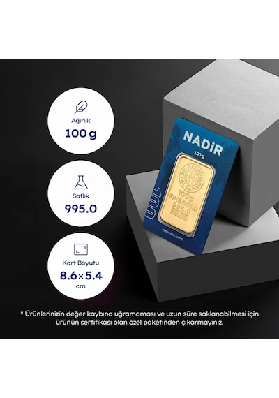 Nadir Gold 100 Gram Külçe Altın 24 Ayar