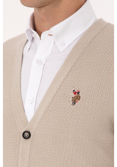 U.s. Polo Assn. Erkek Taş Melanj Hırka Triko 50307952-vr225 Tas Melanj