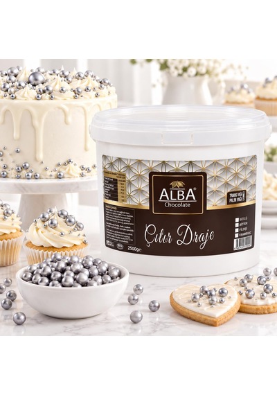 Alba Gümüş Çıtır Draje 2,5 Kg Pasta Ve Tatlı Süsleme Drajesi