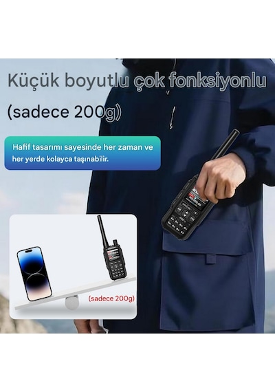 Baofeng Mını-5 Dual Band El Telsizi 2200mah Type-c Bataryalı Bluetooth Programlama Siyah