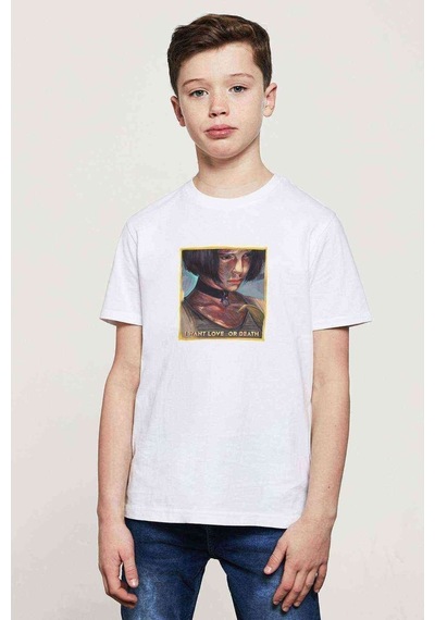 Tshirthane Leon Mathilda I Want Love Or Baskılı Unisex Çocuk Beyaz T-Shirt