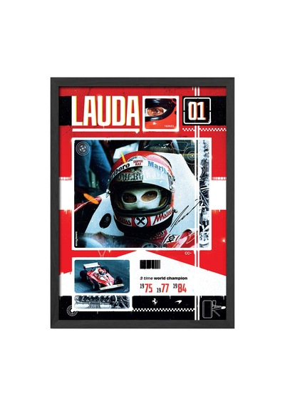 Niki Lauda Formula 1 Siyah Ahşap Çerçeveli Poster, Dekoratif Araba Duvar Tablosu