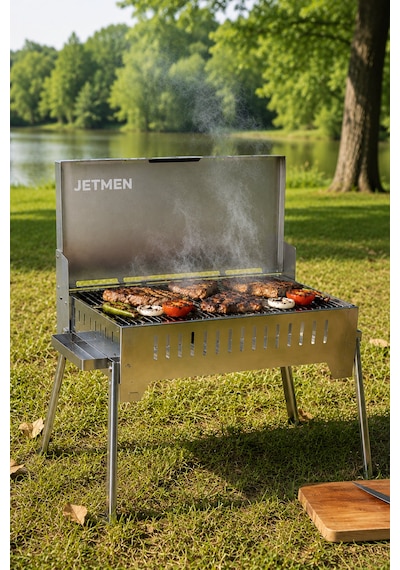 Jetmen Quick Grill Inox Katlanır Mangal Gri