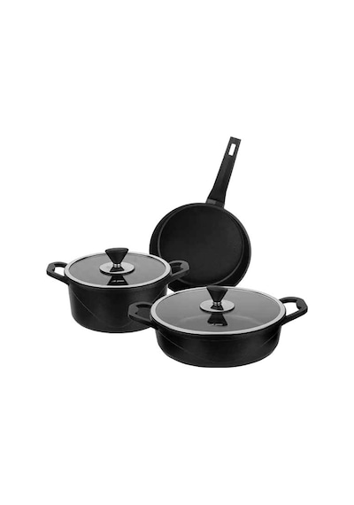 Aryıldız Parma Cast Alu Tencere Set Black 5 Parça