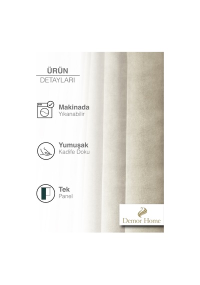 Br Demor Home 1/2 Sık Pile Badem Ezmesi Rengi Kadife Dokulu Fon Perde Ütü İstemez En Çok Satılan
