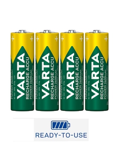 Promo Paket 4 Adet Varta Şarjlı 2600mah Aa Kalem Pil +sertec Stc-9v Aa-aaa Otomatik-hızlı Pil Şarj Cihazı
