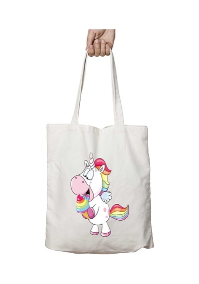 Art Hediye Unicorn Bebe İki Taraf Kalıcı Yıkanabilir Okul Plaj Omuz Bez Çanta Çok Renkli