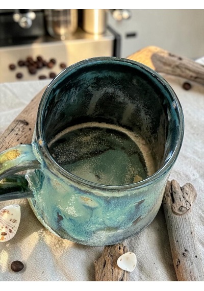 2 Li Robra El Yapımı Stoneware Fincan Turkuaz