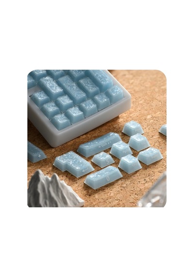 Leaven 128 Tuş Pbt Keycap Seti - Karbon Fiber Şeffaf Cherry Mx Uyumlu Rgb Klavye Tuşları - Mavi
